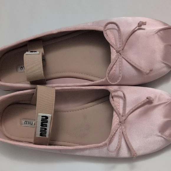 Miu Miu Pink Satin Ballet Flats - Picture 16 of 16